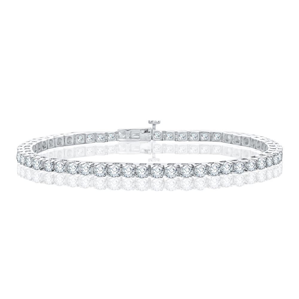 KATARINA Prong Set Lab Grown Diamond Tennis Bracelet in 14K White Gold (10 cttw, G-H, SI)