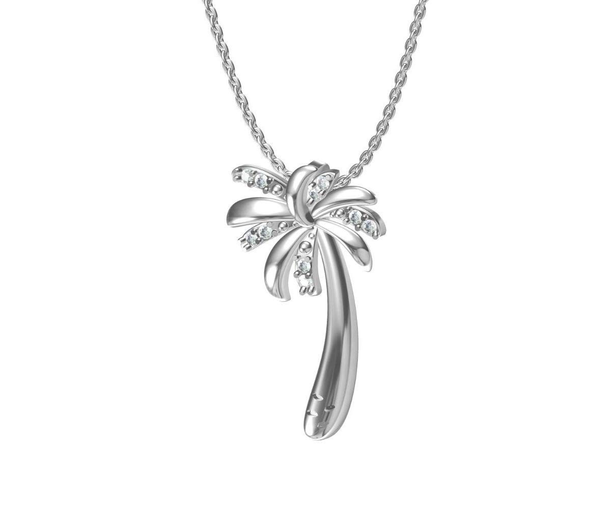 Silver Smile - 925 Solid Sterling Silver Tropical Palm Tree Pendant Necklace| Eye-Catching Pendant in Multicolour Gemstone, Ideal Pick for Birthdays and Anniversary For Her