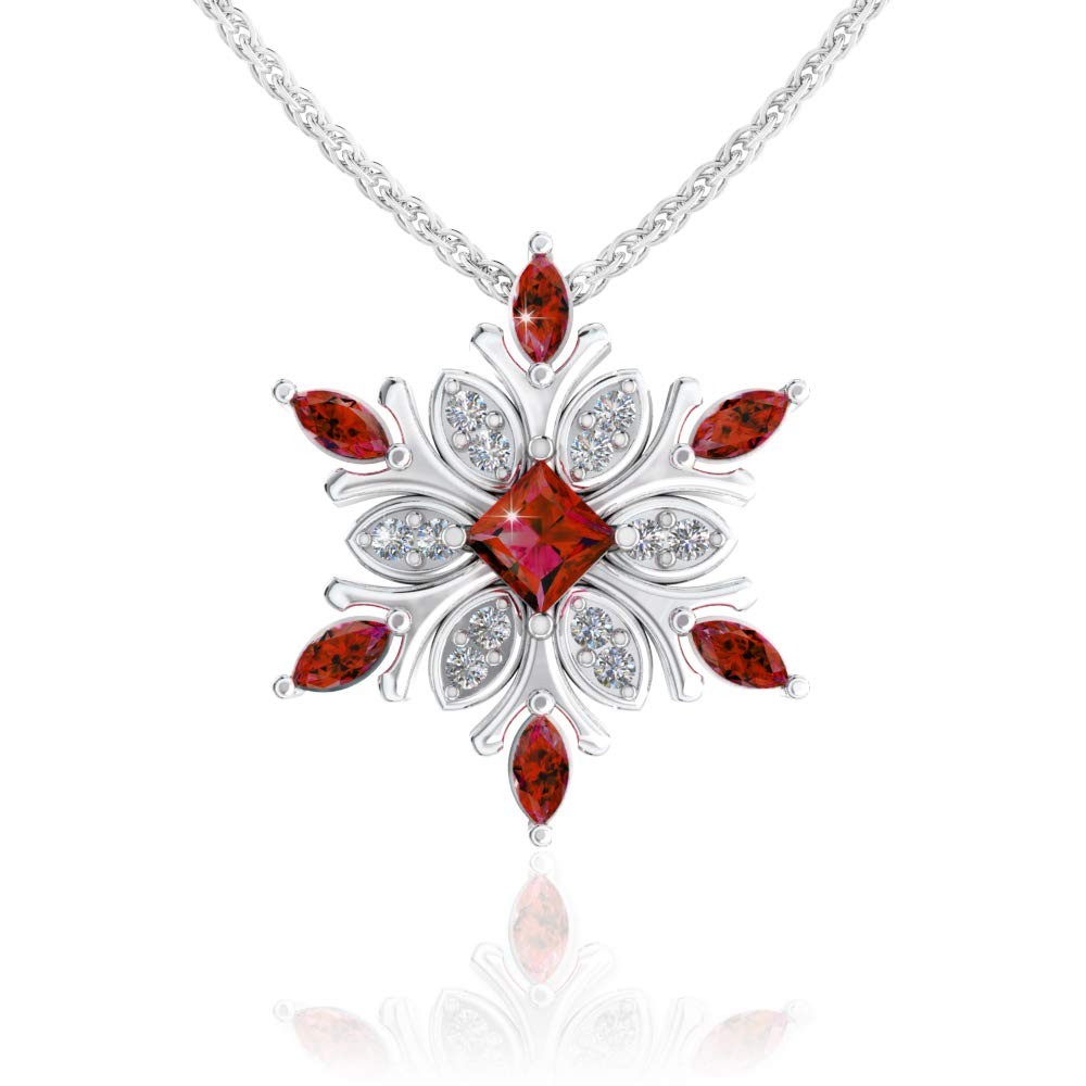 Belinda Jewelz 925 Sterling Silver Snowflake Hanging Pendant Gemstone Necklace