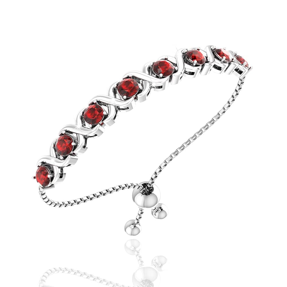 Belinda Jewelz Birthstone Bangle Bracelet for Women Classic Beautiful 925 Sterling Silver Sparkling Gemstone XO Bolo Tennis Bracelet Fine Wrist Jewelry 4.2 Ct, 11"