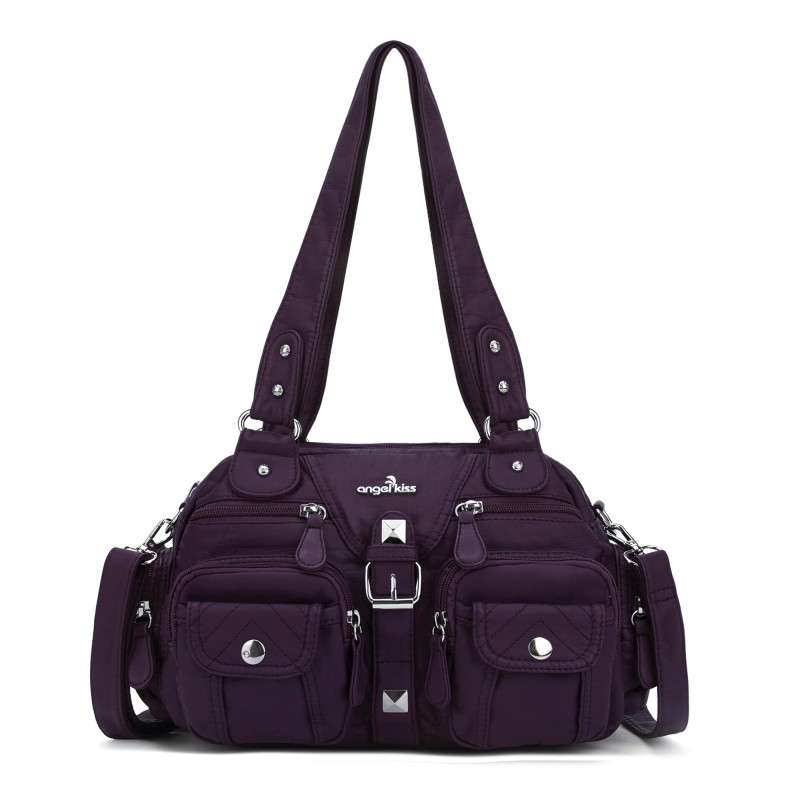 Angel Kiss Hobo Crossbody Purses for Women Shoulder Bag Multipocket Soft Hobo Purses Removable Strap Leather Handbags