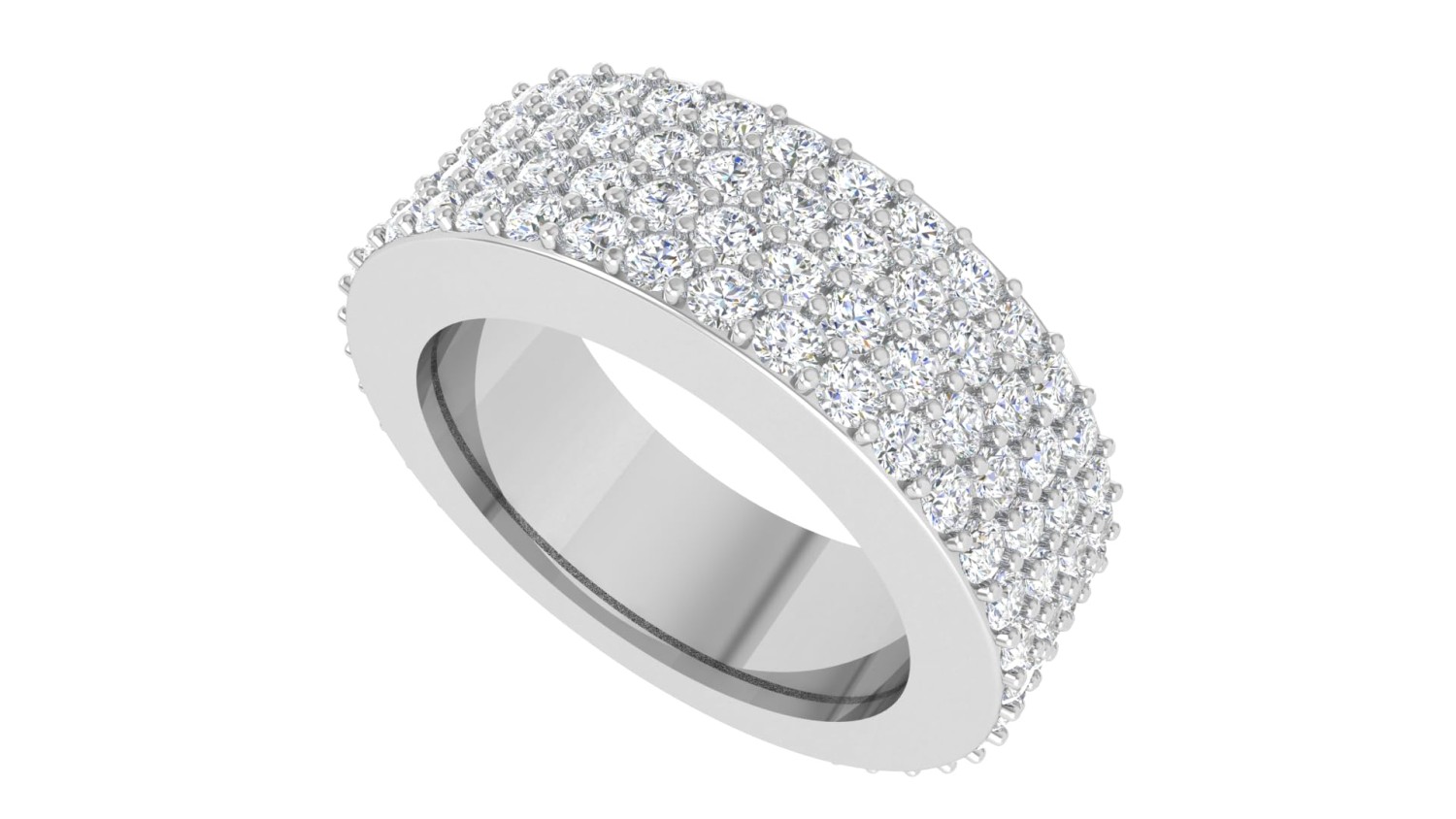 Jewyo 3.02 Cttw Round Brilliant Cut Natural Diamond Half Eternity Band Ring | Sparkle in Pave-Set Diamonds | Meticulously Crafted in 14KT White Gold | Elegant Jewelry for Women